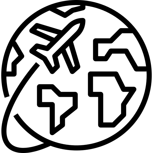 Around earth travel airplane icon