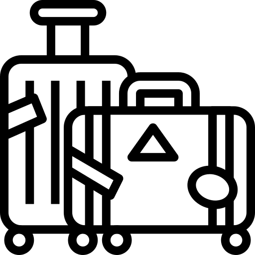 Suitcase mala tools and utensils travel icon