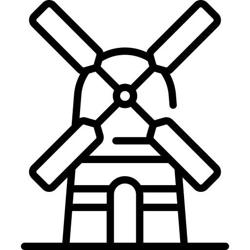 Windmill architecture and city windmill agriculture icon