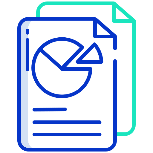 Document document statistics pie chart icon Document document statistics pie chart icon