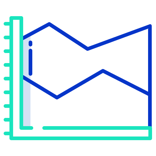 Spline chart graphic area business and finance icon Spline chart graphic area business and finance icon