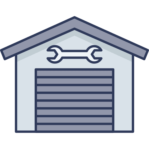 Garage shop mechanic architecture and city icon