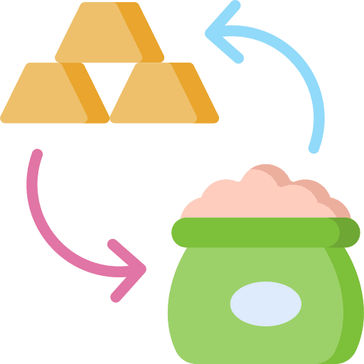 Barter money bag gold ingots business and finance icon