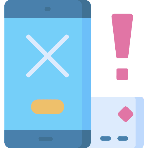 Failed business and finance smartphone credit card icon Failed business and finance smartphone credit card icon