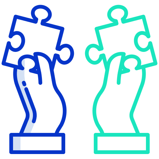 Problem solving solution fit puzzle pieces icon