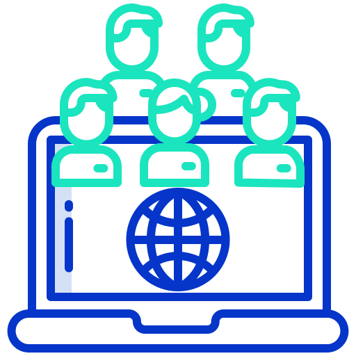 Team group members laptop icon