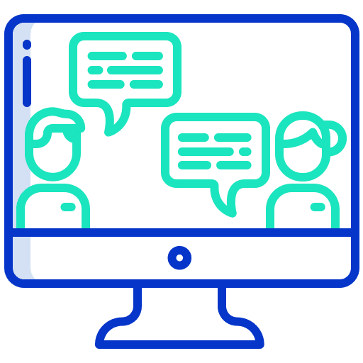 Chat man computer speech bubble icon