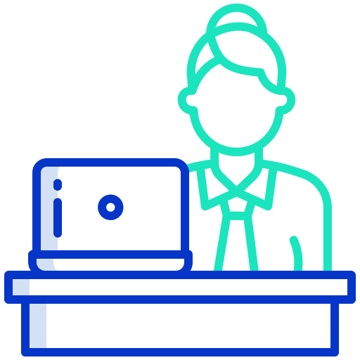 Worker person woman laptop icon