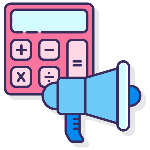 Calculator marketing loudspeaker budget icon