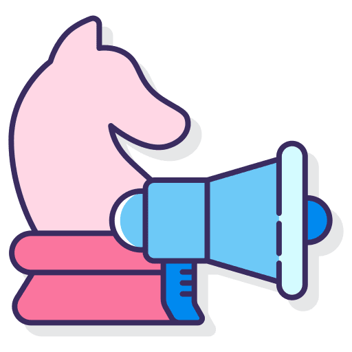 Marketing strategy chesspiece loudspeaker horse icon