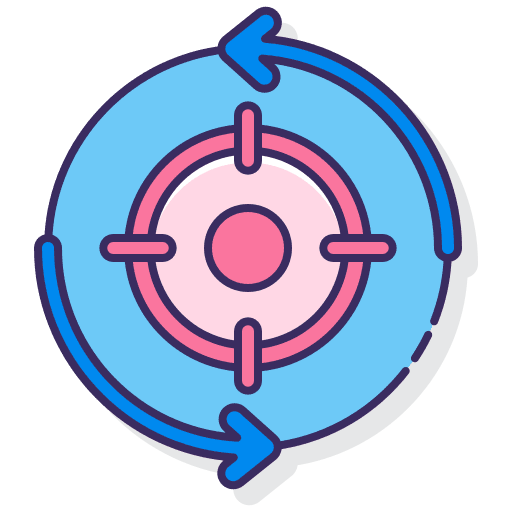 Retargeting seo and web target rotating arrows icon