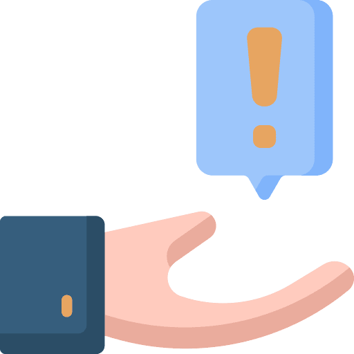 Information exclamation mark hand information icon