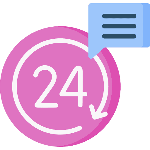 24 hours 24 hours speech bubble communications icon