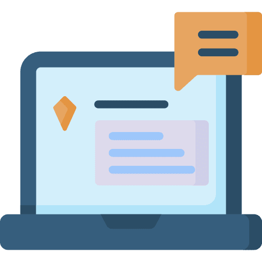 Laptop chat bubble speech feedback icon