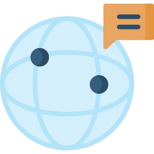 Worldwide comment message globe grid icon