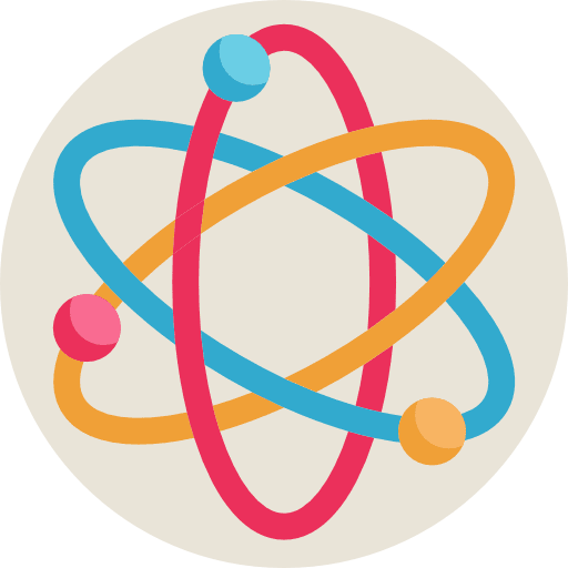Atom react science education icon Atom react science education icon