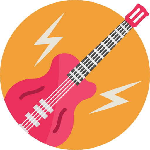 Electric guitar music orchestra music and multimedia icon Electric guitar music orchestra music and multimedia icon