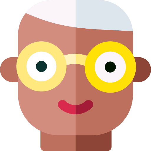 Grandfather old white hair eyeglasses icon