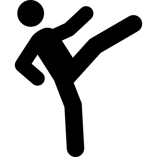 Karate stick man oriental kick icon