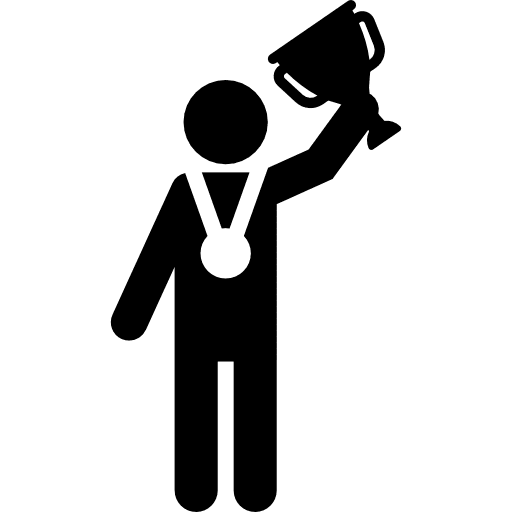 Winner sports medal stick man icon
