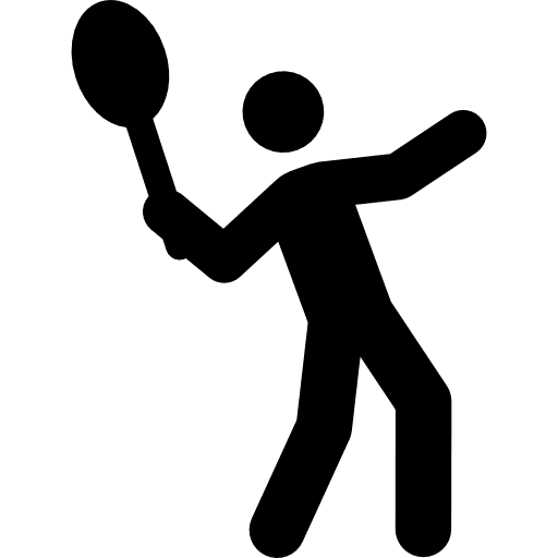 Tennis racket sports stick man icon