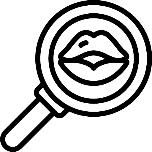 Magnifying glass lips kiss magnifying glass icon