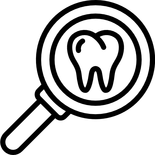 Tooth dentist magnifying glass medical icon