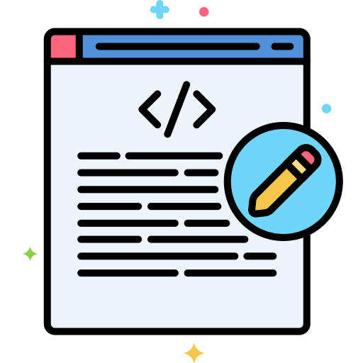 Edit code edit seo and web data icon