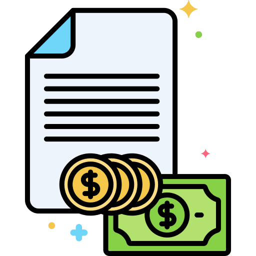 Budget paper business and finance coins icon