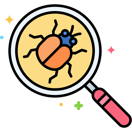 Tracking malware magnifying glass computer icon