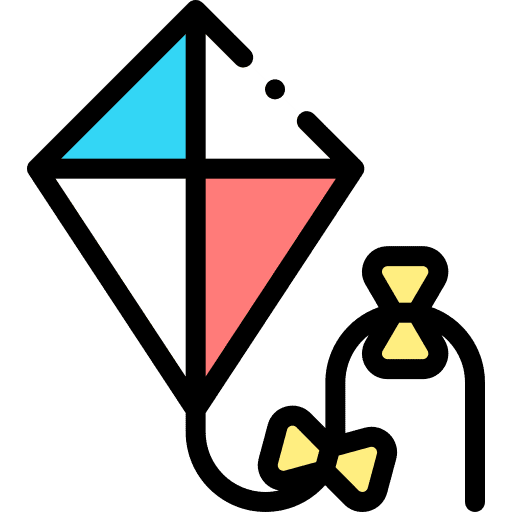 Kite kid and baby fly kite icon