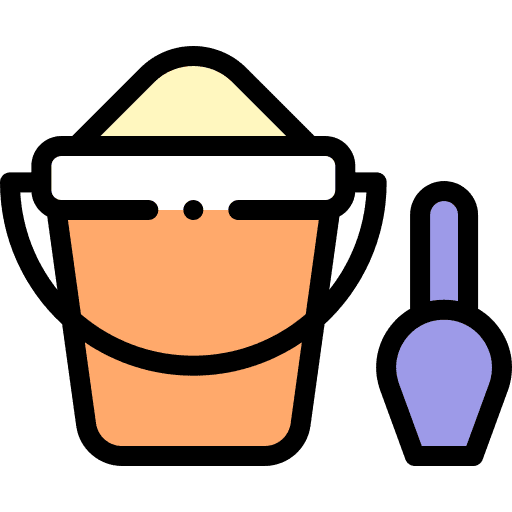 Sand bucket childhood toy beach icon