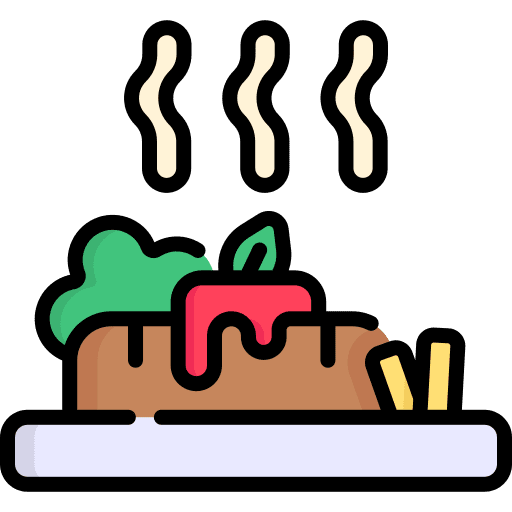 Steak hot food protein food and restaurant icon