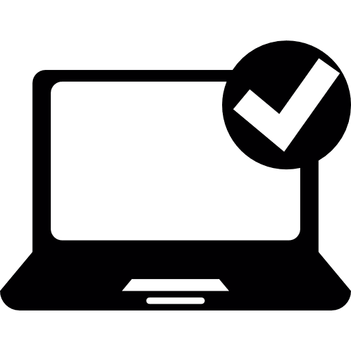 Laptop computer monitor check icon