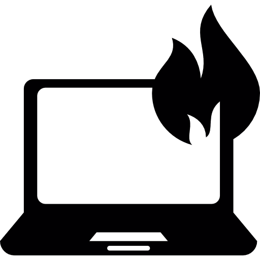 Laptop flame portable fire icon
