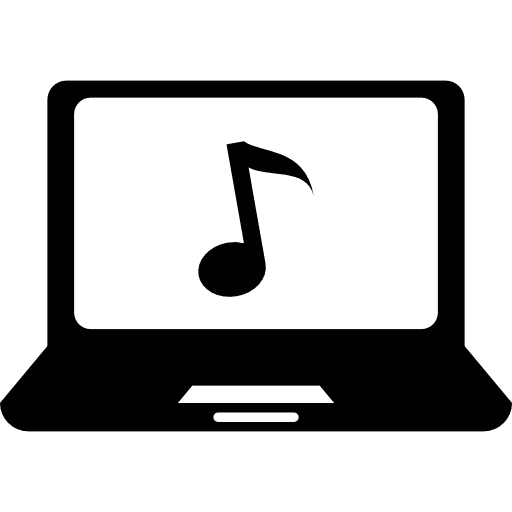 Laptop musical note music player computer icon