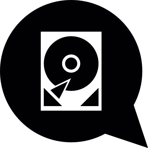 Speech balloon technology hard drive music icon