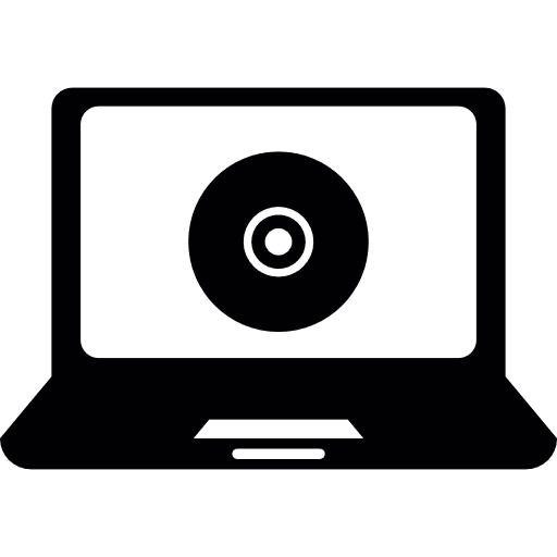 Laptop monitor record compact disc icon