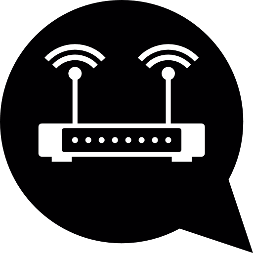 Router technology internet speech bubble icon
