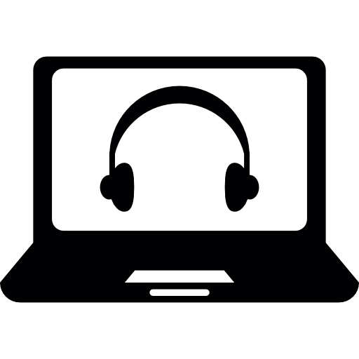 Laptop computer music headphones icon