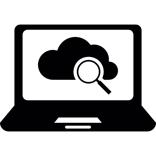 Laptop loupe search cloud icon