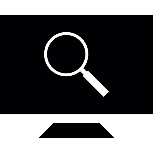 Screen magnifying glass search television icon