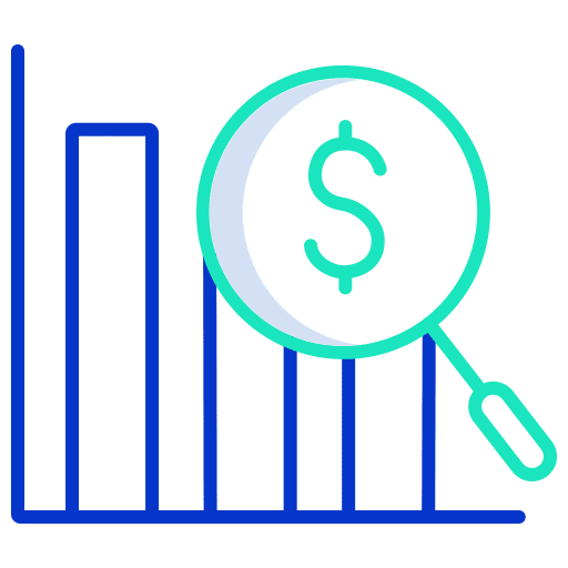 Analysis business and finance report magnifying glass icon