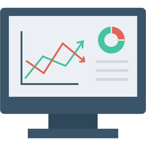Monitor screen pie chart line graph monitor icon