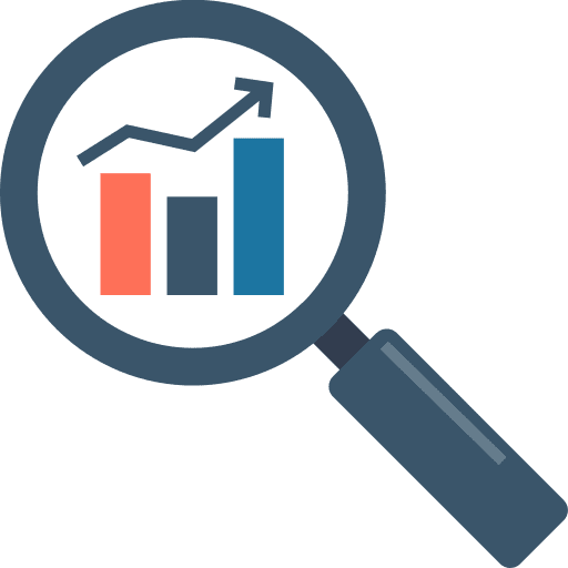 Data analysis four search graph icon