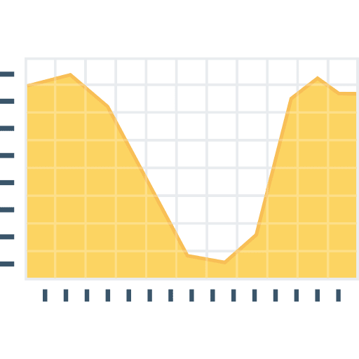 Business report graph growth line icon