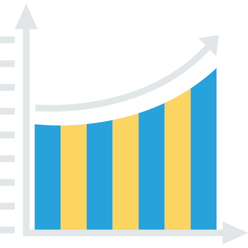 Increasing bar graph bar graph business and finance statistics icon