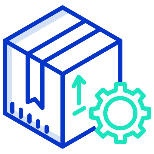 Logistic box packaging gear icon