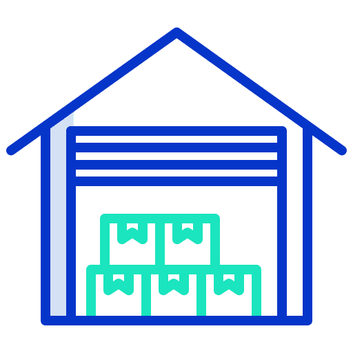 Logistic shipping and delivery buildings warehouse icon