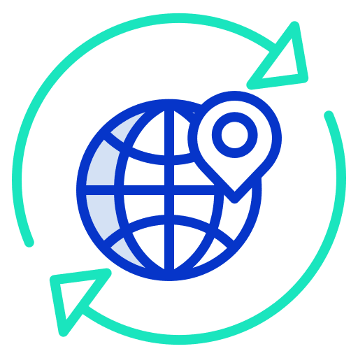 International maps and location globe grid international icon